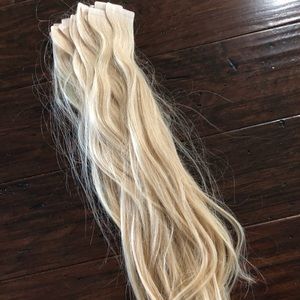 19 pairs, 38 pieces of blonde aqua hair tape ins